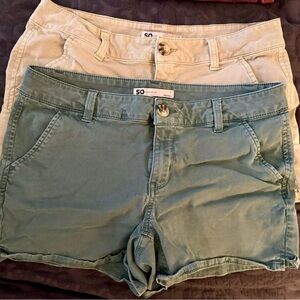 SO Women's Cargo Shorts - Green and Tan